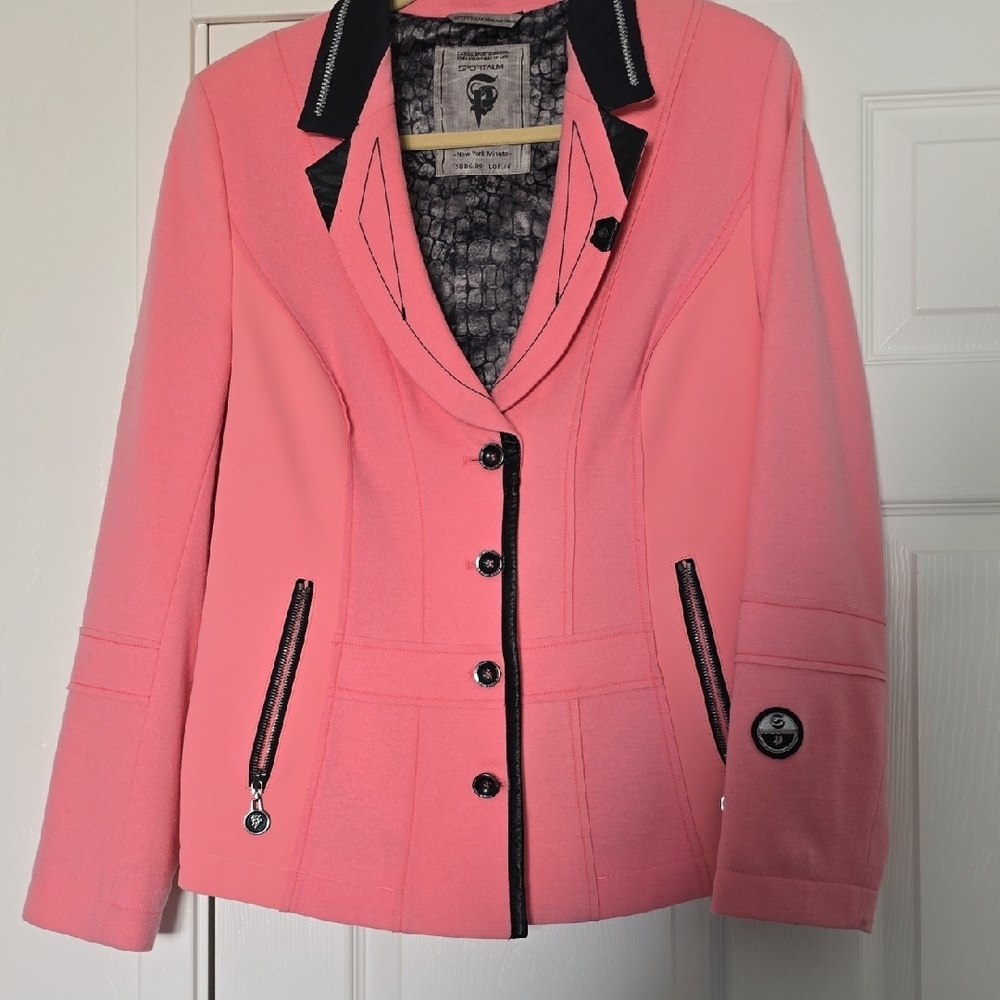 Women's Pink Blazer with Black Accents